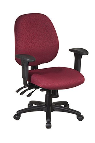 Office Star Work Smart Multi Function Ergonomic Chair with Ratchet Back and 2-Way Adjustable Arms, Burgundy